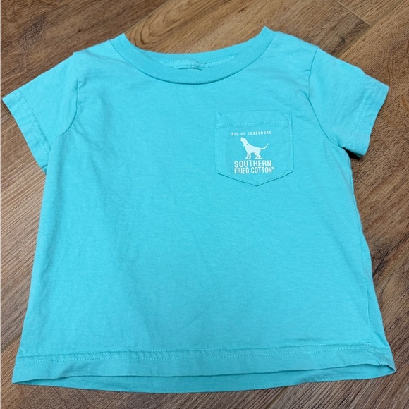 Southern Fried Cotton Kids' Teal Cow Graphic Tee Size 2 - Picture 2 of 5